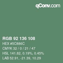 カラーコード: RGB 92 136 108 | qconv.com
