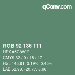 Color code: RGB 92 136 111 | qconv.com