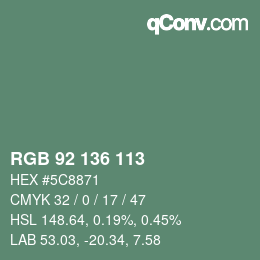Color code: RGB 92 136 113 | qconv.com