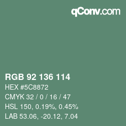 Color code: RGB 92 136 114 | qconv.com