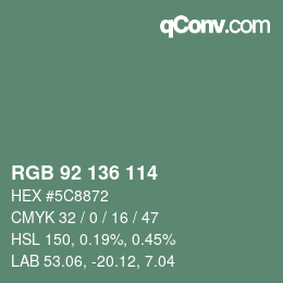 カラーコード: RGB 92 136 114 | qconv.com