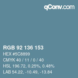Color code: RGB 92 136 153 | qconv.com