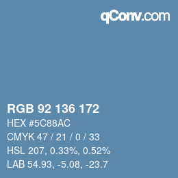Color code: RGB 92 136 172 | qconv.com