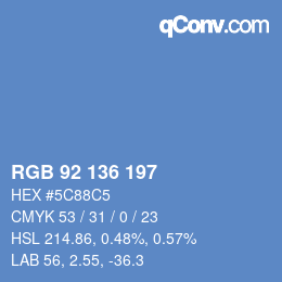 カラーコード: RGB 92 136 197 | qconv.com