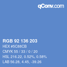 Color code: RGB 92 136 203 | qconv.com