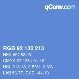 Color code: RGB 92 136 213 | qconv.com