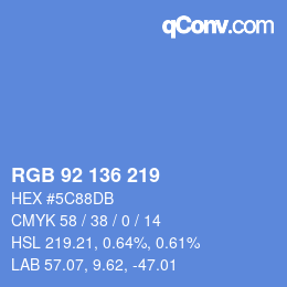Color code: RGB 92 136 219 | qconv.com