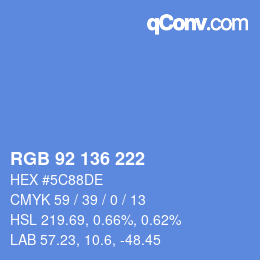 Color code: RGB 92 136 222 | qconv.com