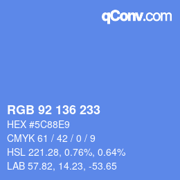 Color code: RGB 92 136 233 | qconv.com