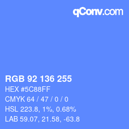 Color code: RGB 92 136 255 | qconv.com