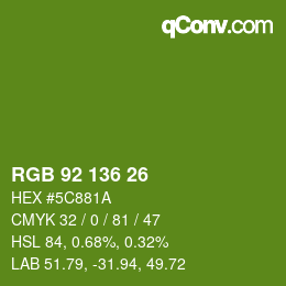 カラーコード: RGB 92 136 26 | qconv.com