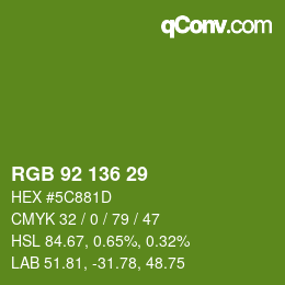 Color code: RGB 92 136 29 | qconv.com