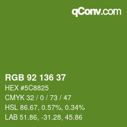 Color code: RGB 92 136 37 | qconv.com
