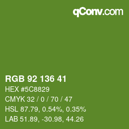 Color code: RGB 92 136 41 | qconv.com