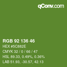 Color code: RGB 92 136 46 | qconv.com