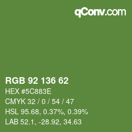 カラーコード: RGB 92 136 62 | qconv.com