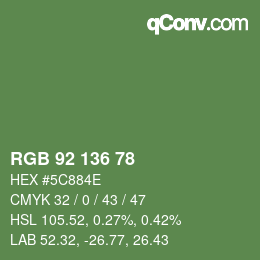 Color code: RGB 92 136 78 | qconv.com