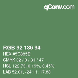 Color code: RGB 92 136 94 | qconv.com