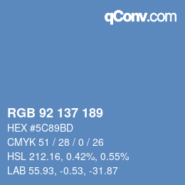 颜色代码: RGB 92 137 189 | qconv.com