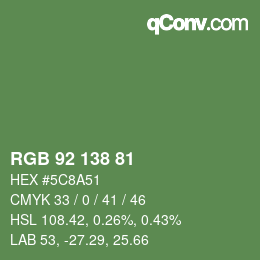 Color code: RGB 92 138 81 | qconv.com