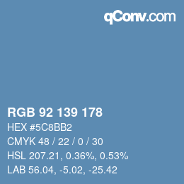 颜色代码: RGB 92 139 178 | qconv.com