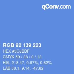 Color code: RGB 92 139 223 | qconv.com