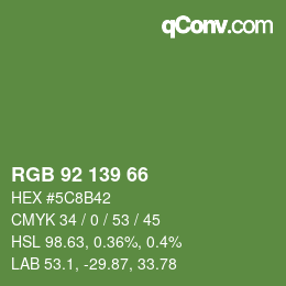 カラーコード: RGB 92 139 66 | qconv.com
