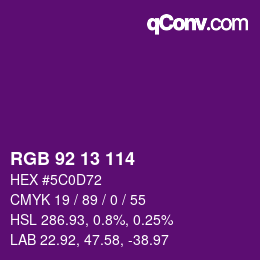 Color code: RGB 92 13 114 | qconv.com