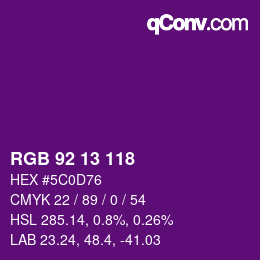 カラーコード: RGB 92 13 118 | qconv.com
