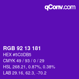 颜色代码: RGB 92 13 181 | qconv.com