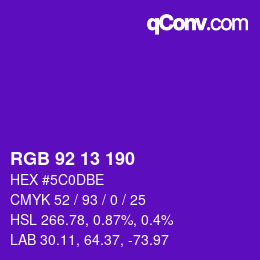カラーコード: RGB 92 13 190 | qconv.com