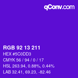 颜色代码: RGB 92 13 211 | qconv.com