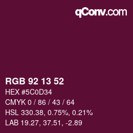 Color code: RGB 92 13 52 | qconv.com