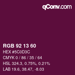 カラーコード: RGB 92 13 60 | qconv.com