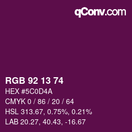 カラーコード: RGB 92 13 74 | qconv.com