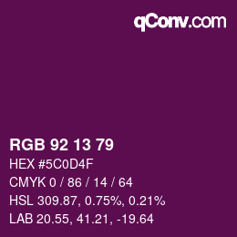 Color code: RGB 92 13 79 | qconv.com