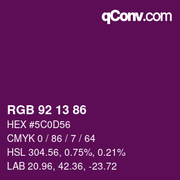 カラーコード: RGB 92 13 86 | qconv.com