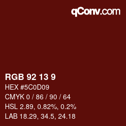 カラーコード: RGB 92 13 9 | qconv.com