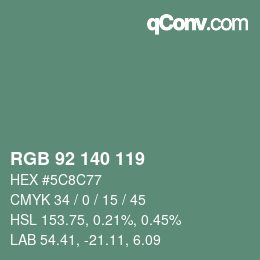颜色代码: RGB 92 140 119 | qconv.com