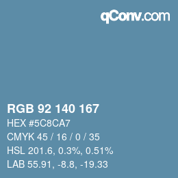 颜色代码: RGB 92 140 167 | qconv.com