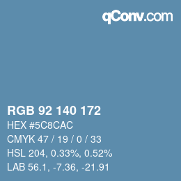 颜色代码: RGB 92 140 172 | qconv.com