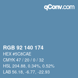 颜色代码: RGB 92 140 174 | qconv.com