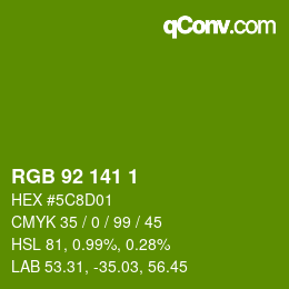 Color code: RGB 92 141 1 | qconv.com