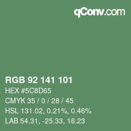 Color code: RGB 92 141 101 | qconv.com