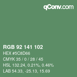 Color code: RGB 92 141 102 | qconv.com