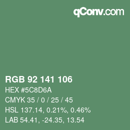 カラーコード: RGB 92 141 106 | qconv.com