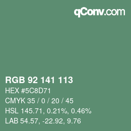 Color code: RGB 92 141 113 | qconv.com