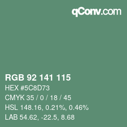 Color code: RGB 92 141 115 | qconv.com