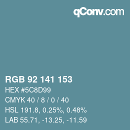 颜色代码: RGB 92 141 153 | qconv.com