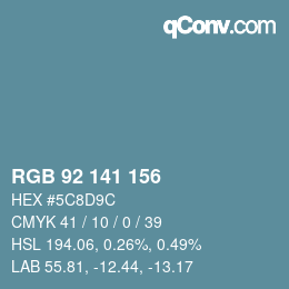 颜色代码: RGB 92 141 156 | qconv.com